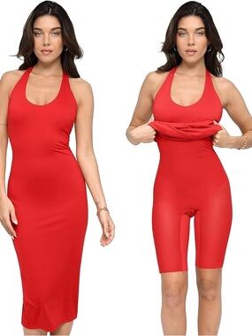 Popilush Shapewear Halter Summer Dress 4 Ways to Wear